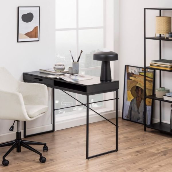 Seaford 1 Drawer Office Desk in Ash Black | Bed Sava