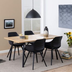 Cenny Dining Table in Oak  Black | Bed Sava