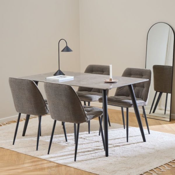 Wicklow Rectangular Dining Table in GreyBlack | Bed Sava