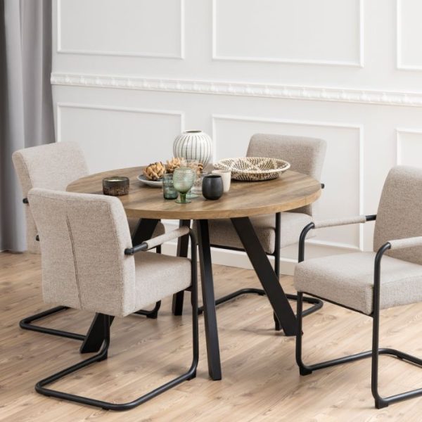 Zalida Round Dining Table in Oak | Bed Sava