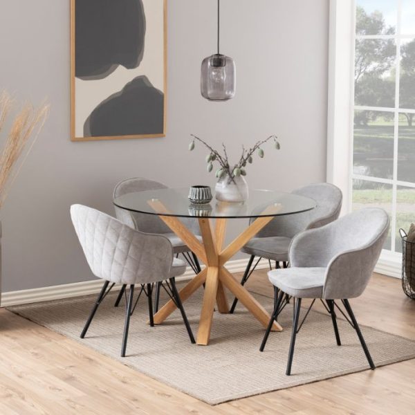 Heaven Round Dining Table with Glass Top 119×755cm | Bed Sava