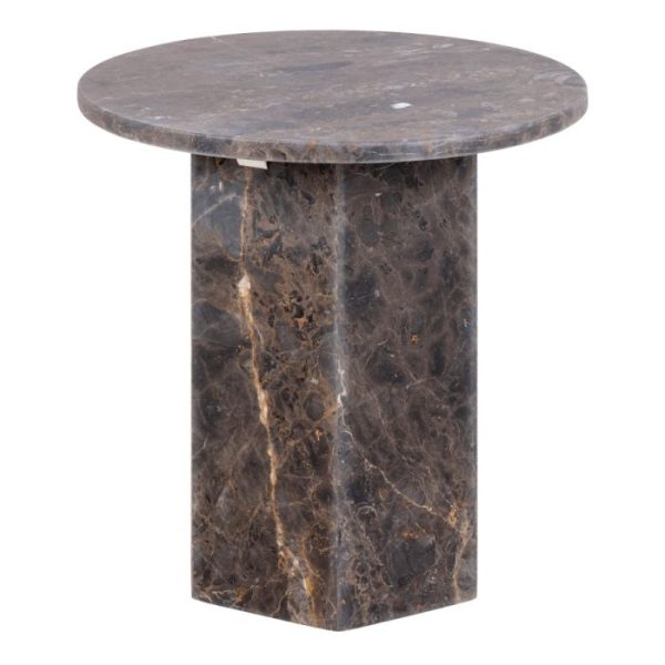 Naxos Round Side Table In Marron Marble | Bed Sava