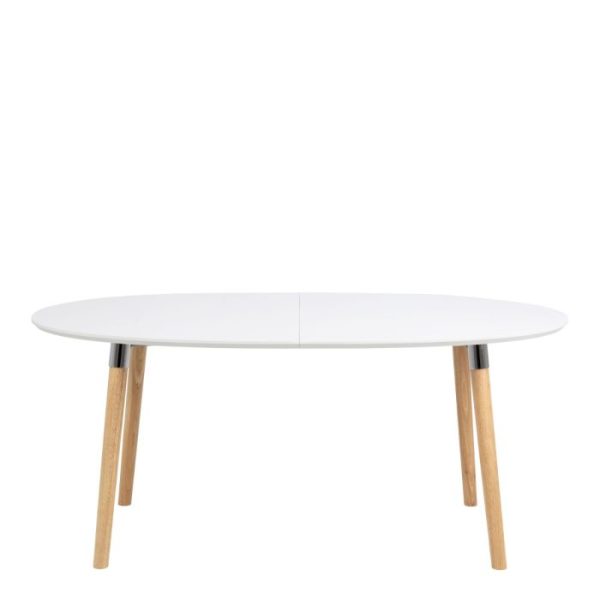 Belina Oval Dining Table in White  Oak | Bed Sava