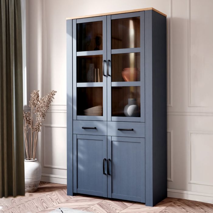 Bohol Display Cabinet 4 Door 1 Drawer inc LED Lighting