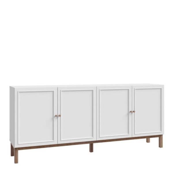 Wensley 4 Door 1 Drawer Sideboard in Light Grey and Oak | Bed Sava