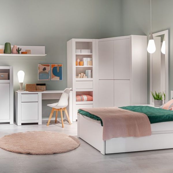 Novi 2 Door Corner Wardrobe in Alpine White | Bed Sava
