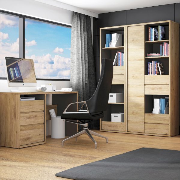 Shetland Tall Wide 1 Door 4 Drawer Bookcase | Bed Sava