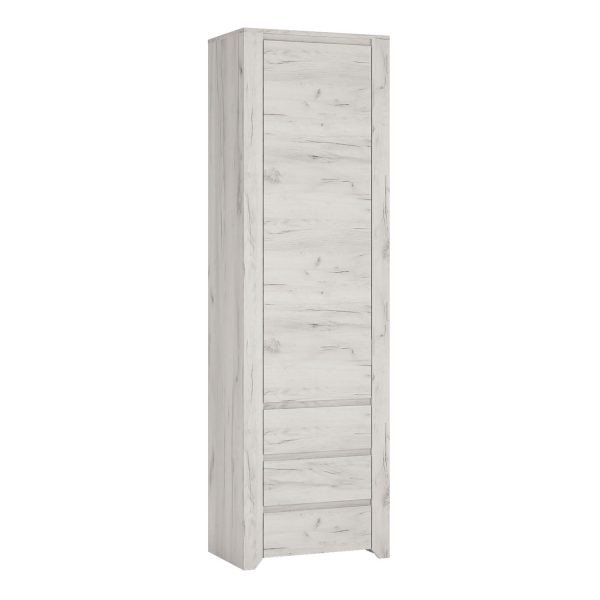 Angel Tall Narrow One Door 3 Drawer Narrow Cupboard | Bed Sava