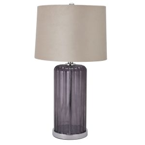Alberta Metallic Glass Lamp With Velvet Shade | Bed Sava