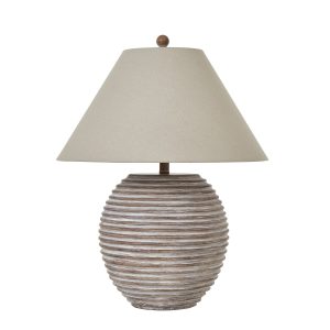 Saturn Table Lamp With Linen Shade | Bed Sava