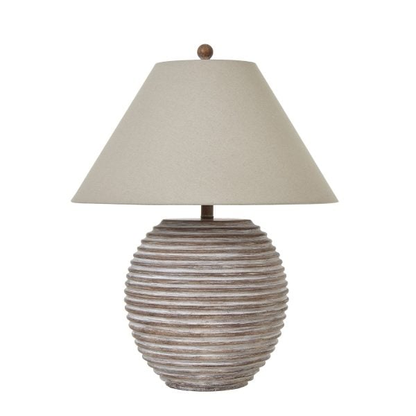 Saturn Table Lamp With Linen Shade | Bed Sava