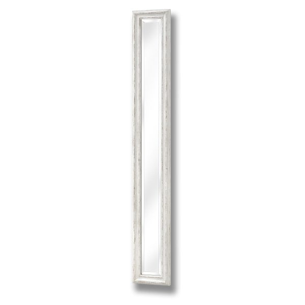Antique White Frame Narrow Wall Mirror | Bed Sava