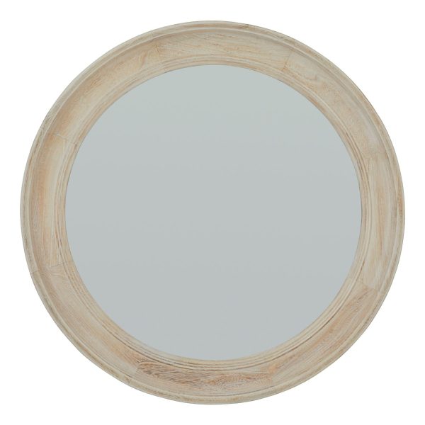 Washed Wood Round Framed Mirror | Bed Sava