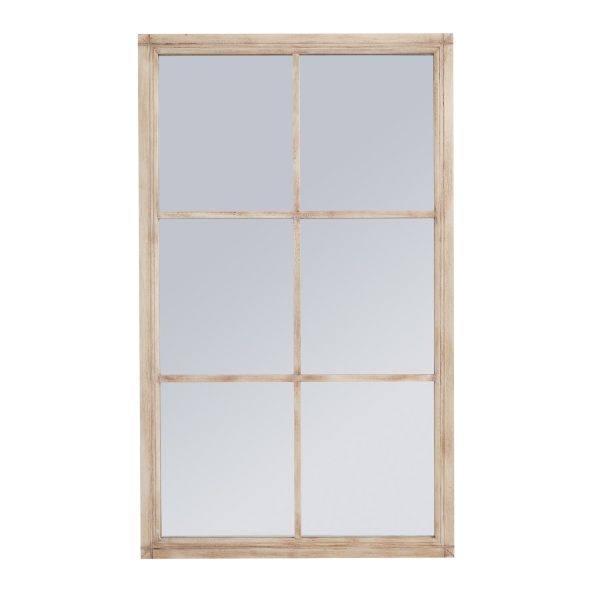 Washed Wood Large Window Mirror | Bed Sava