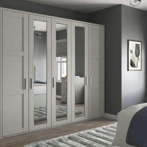 Alster 5 Door Hinged Mirrored Wardrobe | Bed Sava