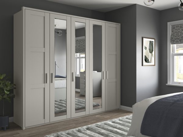 Alster 5 Door Hinged Mirrored Wardrobe | Bed Sava