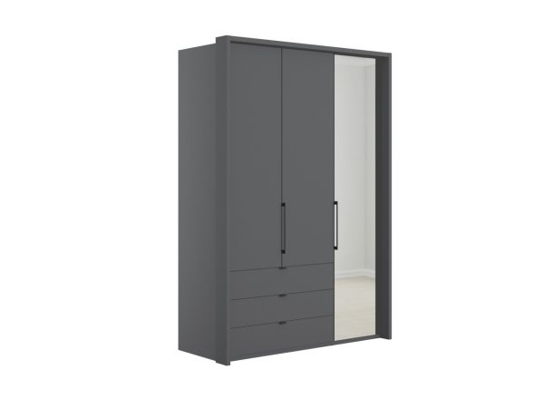 Emden 3 Door 3 Drawers On Left Hinged Mirrored Wardrobe | Bed Sava