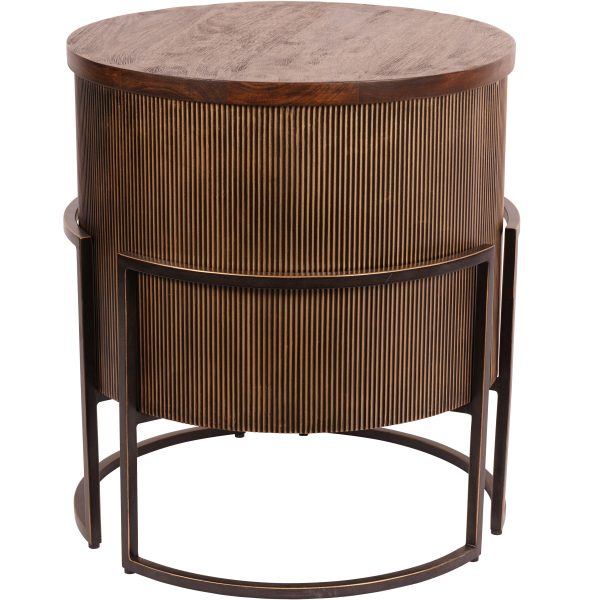 Hunter Corrugated Gold End Table | Bed Sava