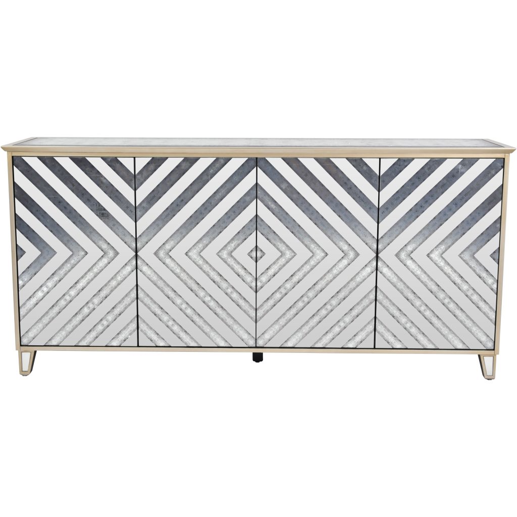 Lexington Four Door Antique Mirrored Sideboard