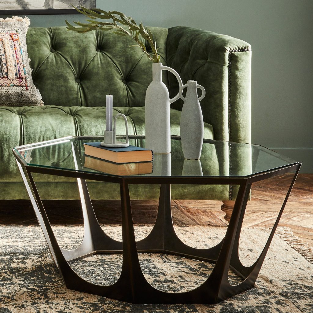 Catalan Bronze Gilded CoffeeTable with Glass Top