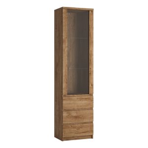 Fribo Tall Narrow 1 Door 3 Drawer Glazed Display Cabinet | Bed Sava