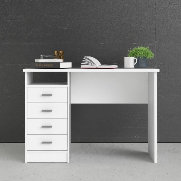 Function Plus 4 Drawer Desk in White | Bed Sava