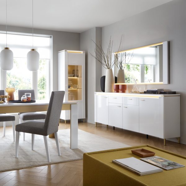 Lazio Sideboard 4 Door 2 Drawer in Alpine WhiteWhite Gloss | Bed Sava