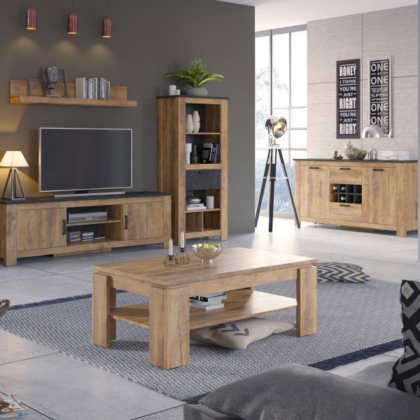 Rapallo Large Coffee Table in Chestnut and Matera Grey | Bed Sava