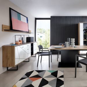 Brolo Extending Dining Table in Walnut and Dark Panel Finish | Bed Sava