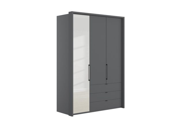 Emden 3 Door 3 Drawers On Right Hinged Mirrored Wardrobe | Bed Sava