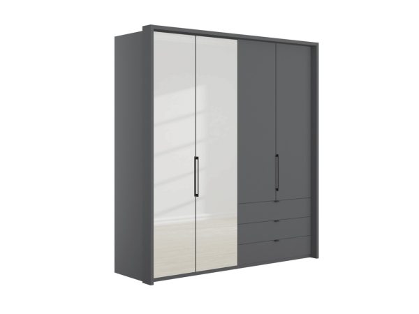 Emden 4 Door 3 Drawers On Right Hinged Mirrored Wardrobe | Bed Sava