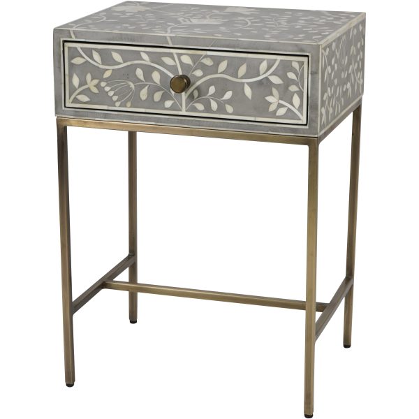 Laura Ashley Grey Epsley Side Table With Drawer | Bed Sava