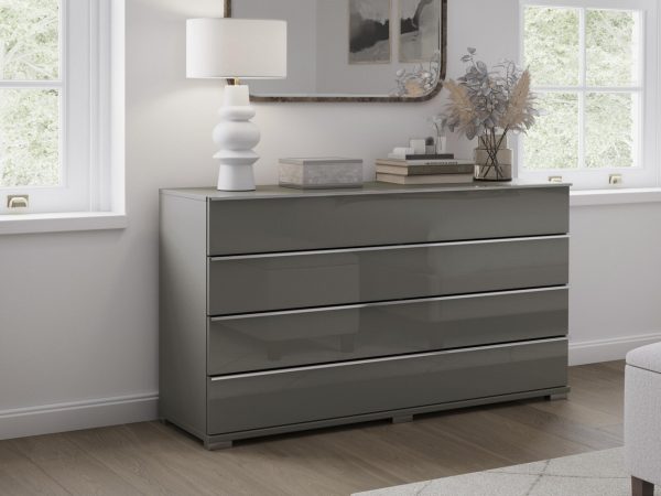 Sicily 4 Drawer Wide Chest of Drawers | Bed Sava