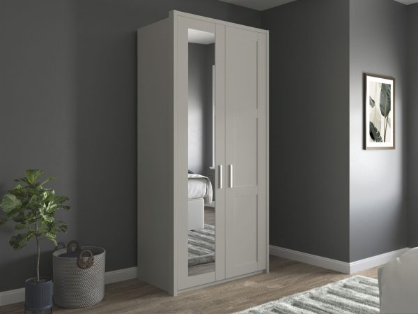 Alster 2 Door Hinged Mirrored Wardrobe | Bed Sava