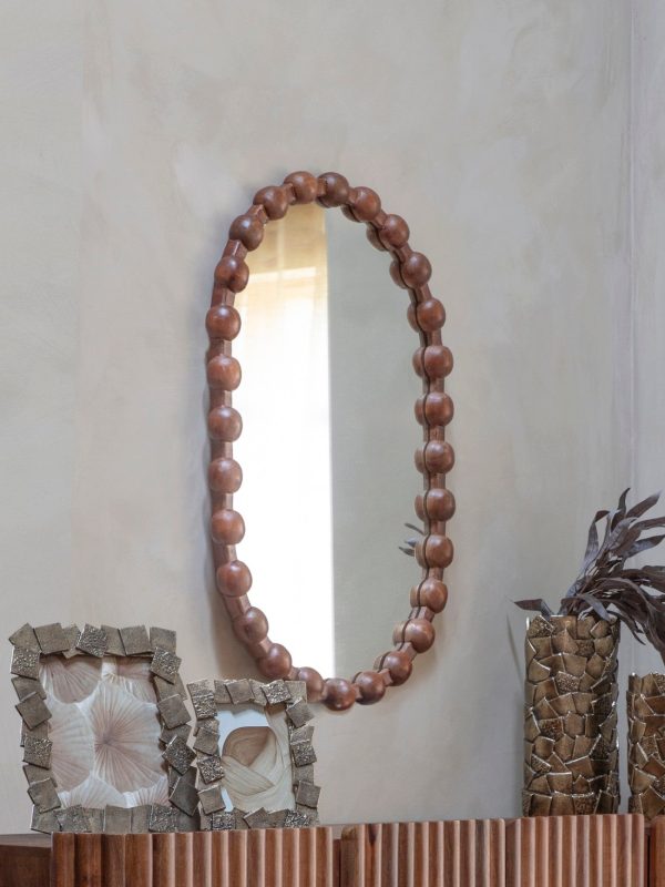 Carmel Oval Wooden Carved Mirror | Bed Sava