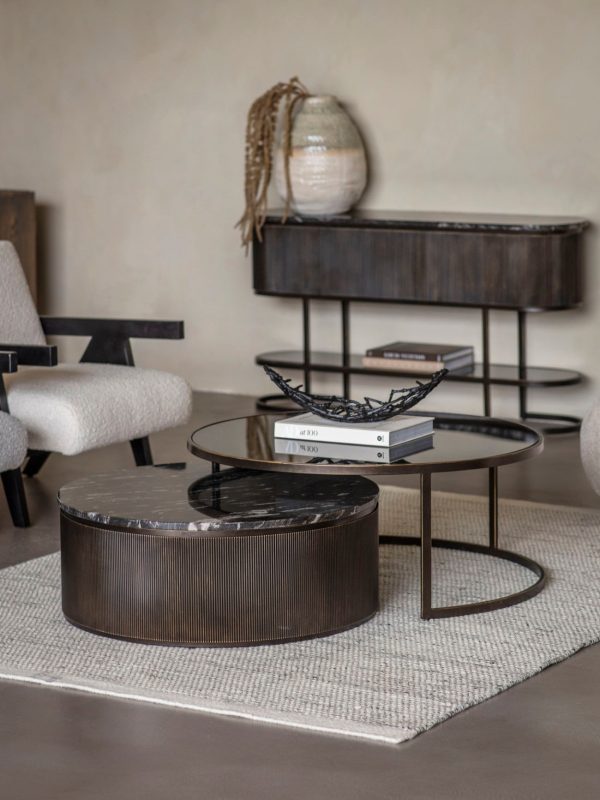 Belvedere Black Set of 2 Nesting Coffee Tables | Bed Sava