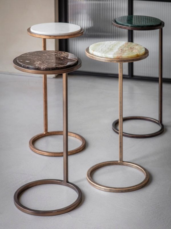 Iota Accent Table Green Panna Marble | Bed Sava
