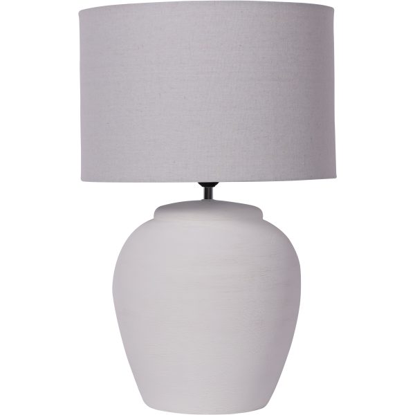 Rhodes White Ceramic Lamp base with Shade Large E27 LED GLS | Bed Sava