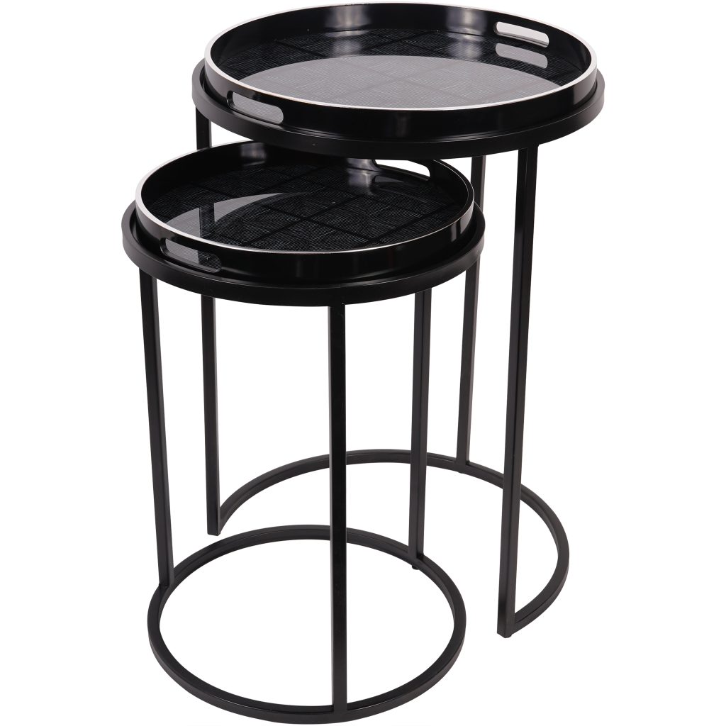 Squares Pattern Set Of 2 Side Tray Tables