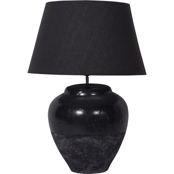 Skyline Black Table Lamp with Shade Large E27 LED GLS | Bed Sava