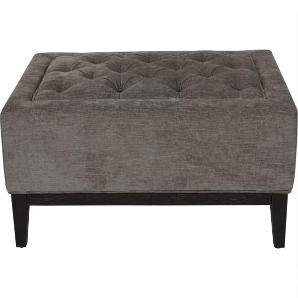 Theodore Buttoned Stool in Warm Grey Fabric | Bed Sava