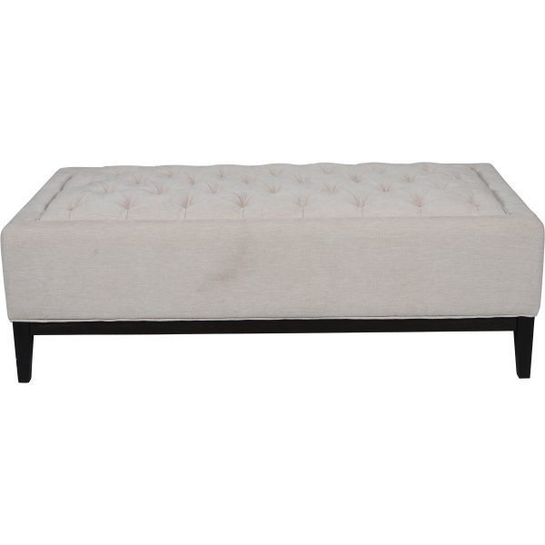 Theodore Buttoned XL Ottoman in Ivory Fabric | Bed Sava