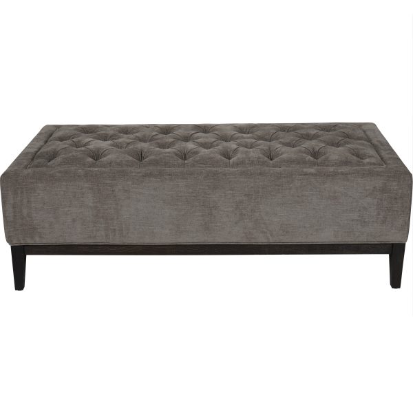 Theodore Buttoned XL Ottoman in Warm Grey Fabric | Bed Sava