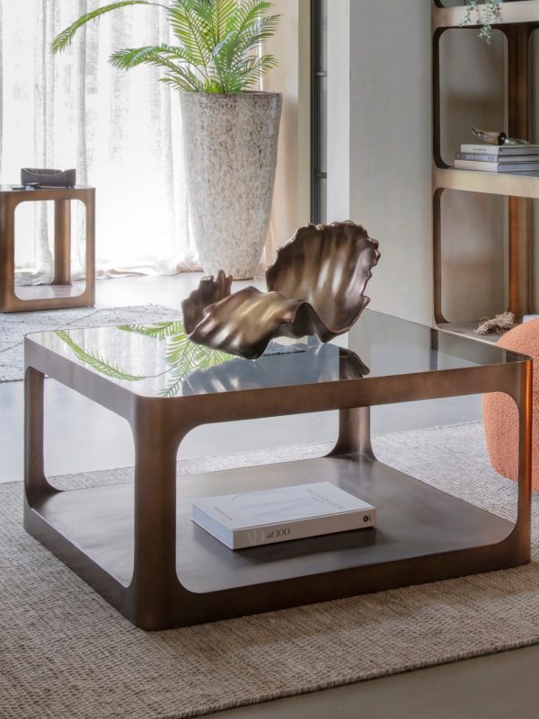Thorpe Metal and Glass Square Coffee Table | Bed Sava