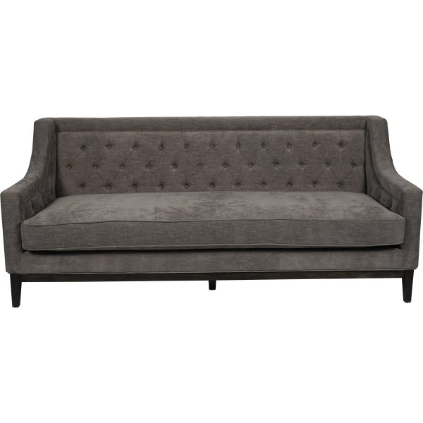 Theodore Buttoned Sofa in Warm Grey Fabric | Bed Sava