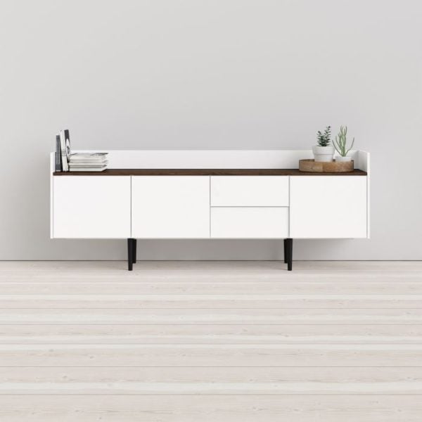 Unit Sideboard 2 Drawers 3 Doors in White and Walnut | Bed Sava