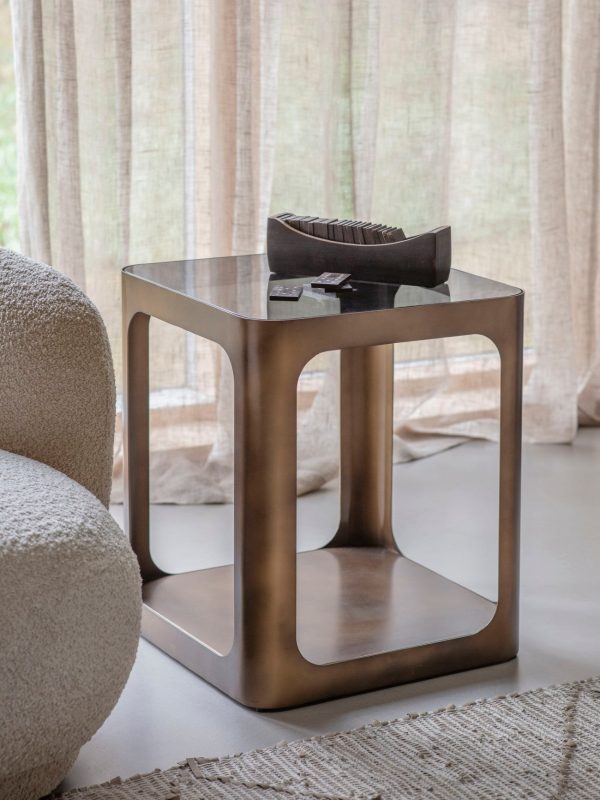 Thorpe Square Metal and Glass Side Table | Bed Sava