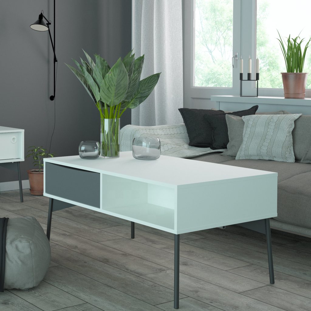 Fur Coffee Table with 1 Drawer