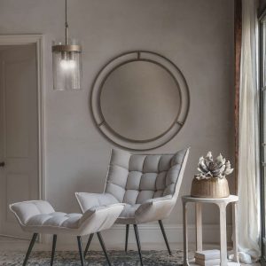 Chrishall Occasional Chair with Footstool in Brown Velour | Bed Sava