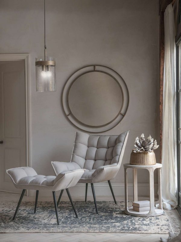Chrishall Occasional Chair with Footstool in Brown Velour | Bed Sava